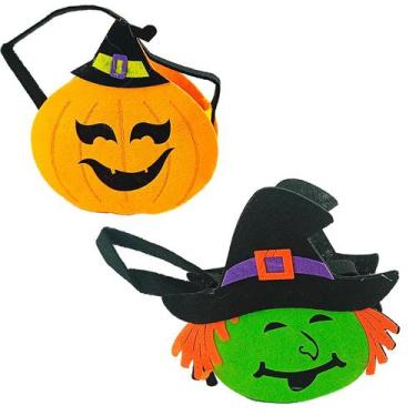 Imagem de Kit 2 Sacolas de Halloween Bruxa e Abóbora com Chapéu - Aliança