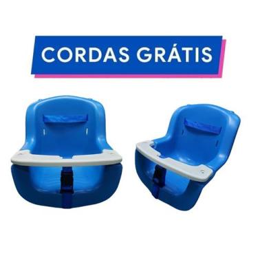 Imagem de Balanço Infantil Plástico AZUL Bebê Criança Cadeirinha Com Corda - Cia