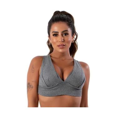 Imagem de Top Bojo Suplex Cruzado Nas Costas Feminino Fitness - JAVA MODAS, Cinz