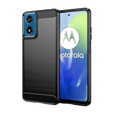 Imagem de Sidande Capa para Moto G24 4G/G24 Power/Moto G04/Moto E14/Moto G04S XT2423-1, capa de telefone ultrafina com capa protetora de borracha TPU de fibra de carbono com absorção de choque para Motorola