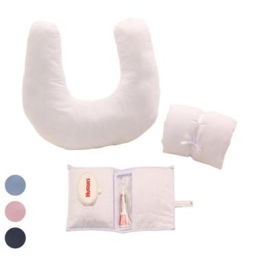 Imagem de Kit Almofada Amamentação + Trocador Portátil + Porta Fralda Cor Lisa -