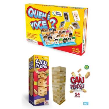Imagem de Jogo Torre de Madeira Caiu Perdeu + Quem é Você Cara a Cara - Pais e F