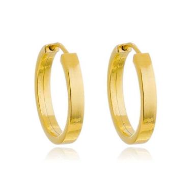 Imagem de Par Brincos Argola Redondo Ouro 18k 750 - Thile Jóias