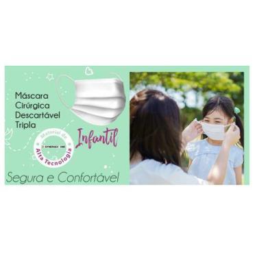 Imagem de Máscara Infantil Tripla Descartável Elástico 25 un Branca Biotec - wkf