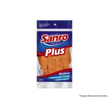 Imagem de Luva Latex Sanro Forr Plus Laranja A P Blister c/10pcs