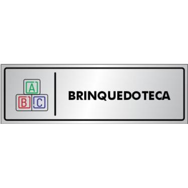 Imagem de Placa Sinalização Portas / Paredes BRINQUEDOTECA em Alumínio de 25x8cm
