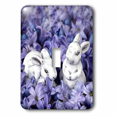 Imagem de 3dRose Interruptor de alternância lsp_264751_1 Little Easter Bunnies Between Blue Spring Flowers