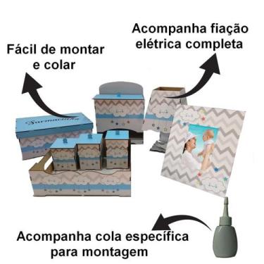 Imagem de Kit Bebe Quarto Menino Nuvem Decoração Berço Maternidade Mdf - Mdf Sto