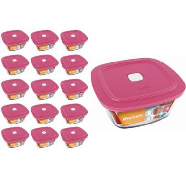 Imagem de Pote Vidro Quadrado Facilita Marmita 500ML Marinex 15Un - NADIR FIGUER