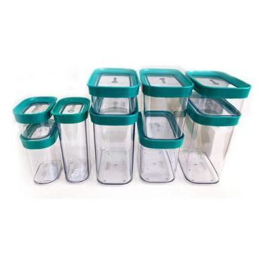 Imagem de Kit Conjunto Cozinha 9 Potes Herméticos Mantimentos Temperos - Oca Var