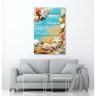 Imagem de Quadro Tela Canvas Decorativo Natureza Areia Praia Conchas Mar 60x85 H