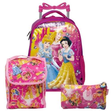 Imagem de Mochila Menina Infantil Rodinha Princesas Lancheira Estojo - Toys 2U