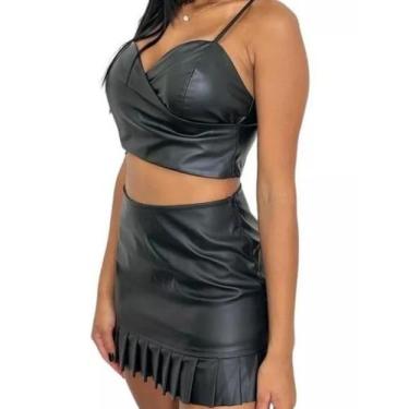 Imagem de Conjunto Saia Babadinho E Cropped Cruzado  - ag acessorios, Preto, M