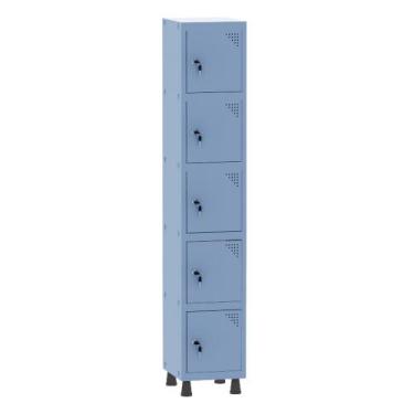 Imagem de Armário Guarda Volume Locker Roupeiro 1 Vão 5 Portas Aço GRF501/5 Azul