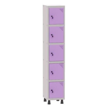 Imagem de Armário Guarda Volume Locker Roupeiro 1 Vão 5 Portas Aço GRF501/5 Cinz