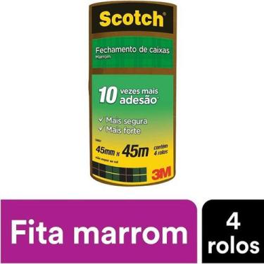 Imagem de Fita Adesiva Marrom Pacote 4 Rolos 3M SCOTCH 45MM X 45M
