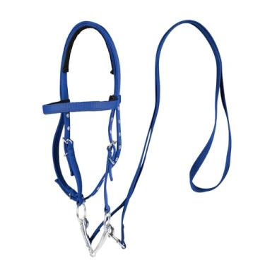 Imagem de NIUTRIP Rédeas equestres ajustáveis, freio de cavalo de passatempo, freio de cavalo, suprimentos duráveis para cavalos (azul, P)