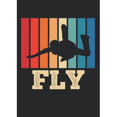 Imagem de Notizbuch A4 dotted, gepunktet, punktiert mit Softcover Design: Fallschirm Springer Skydiver Vintage Fly Fallschirmspringer: 120 dotted (Punktgitter) DIN A4 Seiten