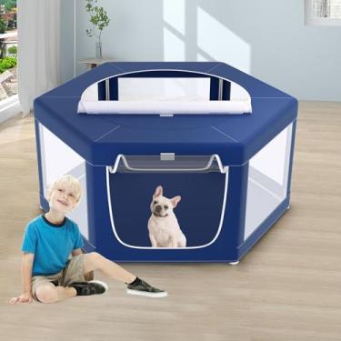 Imagem de XVISHX Cercadinho para Cachorro Tipo Hexagonal de 45 X 45", Cercadinho para Cachorro para Filhotes Ou Cães Pequenos, Cercadinho para Cachorro para Animais de Estimação para Ambientes Internos E Extern