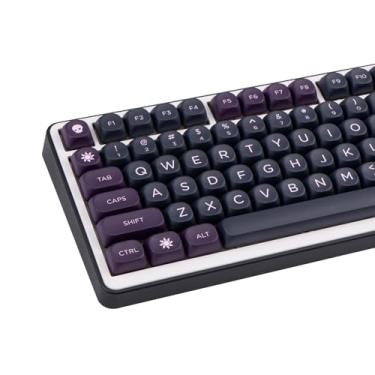 Imagem de GEKUCAP Teclas PBT 126 teclas perfil MOA conjunto de teclas personalizadas preto roxo conjunto de 5 teclas de sublimação de tinta lateral para teclados Cherry Gateron MX Switches