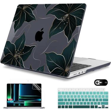 Imagem de Mektron Capa para MacBook Pro 16 polegadas M3 A2991 M2 A2780 M1 A2485 (2021/2022/2023) Pro/Max Chips com Touch ID, capa de plástico rígido para laptop, capa protetora de tela, floral C218