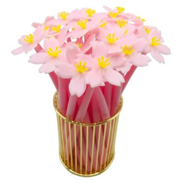 Imagem de Finpletai 30 canetas de gel de flores de cerejeira canetas de escrita de 0,5 mm de tinta preta canetas legais novas canetas divertidas para crianças, escola, escritório, material doméstico, presente