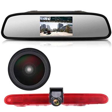 Imagem de Câmera de lente de 18 mm + espelho retrovisor de 10 cm. Kit de substituição para câmera reversa de luz de freio HD para carro HD à prova d'água para Peugeot Partner 2 II Tepee Rifter
