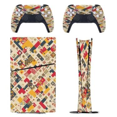 Imagem de Skin for PS5 Slim Digital Edition, capa adesiva para console e controle PlayStation 5, película protetora removível fácil de envolver acessórios para jogos, decalque capa completa - padrões artísticos