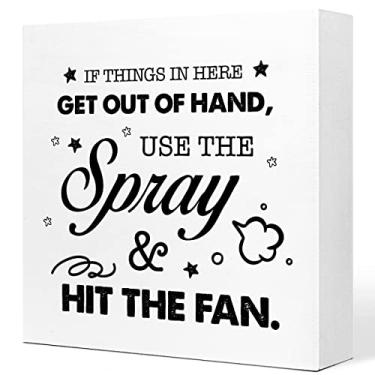 Imagem de If Things in Here Get Out of Hand Wooden Sign Desk Decor,Funny Bathroom Wood Sign Desk Decorations for Farmhouse Home Office Bathroom Toilet Restroom Shelf Table Decor