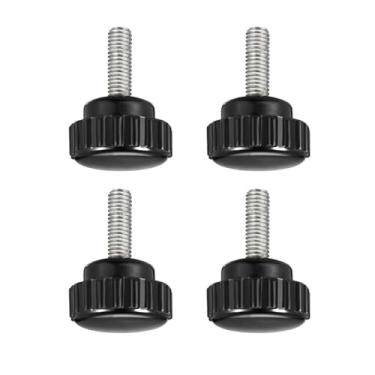 Imagem de Boxonly Puxadores de aperto serrilhados para furadeira de serra, torno de prensa e gabaritos de roteamento, parafuso de alça de aperto de cabeça redonda com puxadores de plástico M5 x 15 mm 4 peças