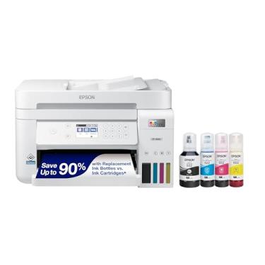 Imagem de Epson EcoTank ET-3843 Impressora Supertank colorida sem cartucho, sem cartucho, com scanner, copiadora, ADF e Ethernet - para o melhor escritório em casa, branco