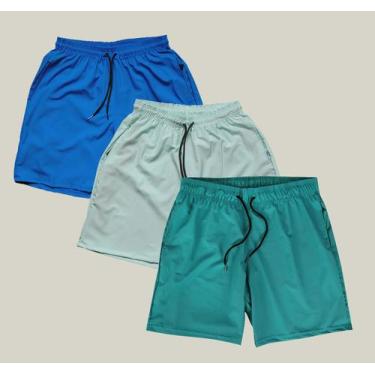 Imagem de Kit 3 Shorts Masculino Elastano WSS Azul Verde e Verde Água - WSS Bras