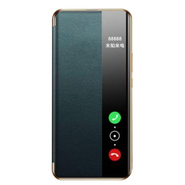 Imagem de LTLMYDAM Verde, 70 Pro, Capa para Huawei Pura 70 Ultra/70 Pro/70 Pro+/70, Smart Clear View Flip Capa de Couro Visível Business Display Window Folio Capa Protetora