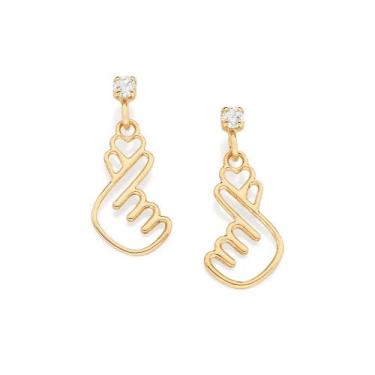 Imagem de Brinco Rommanel Banhado Ouro Zircônia Coração Coreano Dorama Catálogo