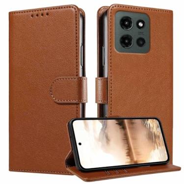 Imagem de JanCalm Capa carteira para Moto G 2025, capa para celular Moto G 5G 2025, [bloqueio RFID] [suporte de cartão/compartimentos para dinheiro] [Suporte] [fecho magnético] Capa flip protetora de couro