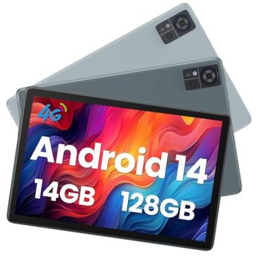 Imagem de Qukenk Tablet Android 14 2025 4G celular, 5G WiFi, 14 GB de RAM (8 GB + 6 GB) + 128 GB de ROM + 1 TB expansível, tela embutida para tablet de 10,1 polegadas, tablets 2 em 1 Octa-Core 7000mAh