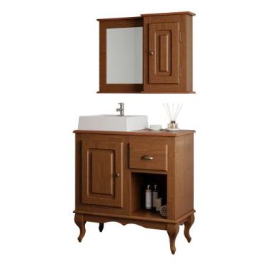 Imagem de Gabinete para Banheiro com Cuba e Armário Espelheira Dália 3064 Linz M