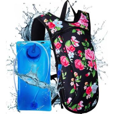 Imagem de Mochila Vibe de hidratação com bexiga de 2L para mulheres, homens, adolescentes, crianças – esportes, ao ar livre, corrida, acampamento, caminhadas, festivais, raves (floral retrô)