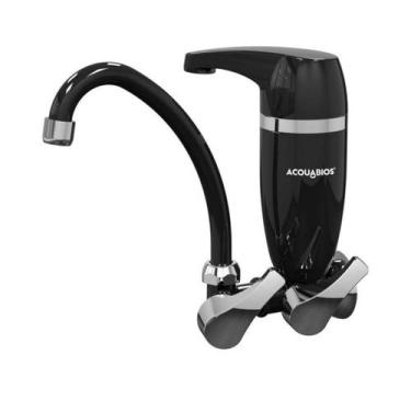 Imagem de Filtro de Água Com Torneira Premium de Parede Acquabios Preta Cromada