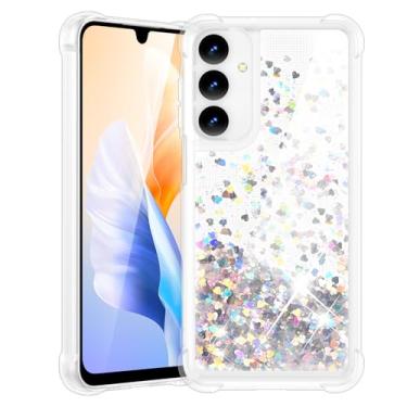 Imagem de ScandiCasis Capa com glitter líquido para Samsung Galaxy A15, design de areia movediça brilhante com glitter transparente para mulheres, capa feminina à prova de choque de TPU macio, prata