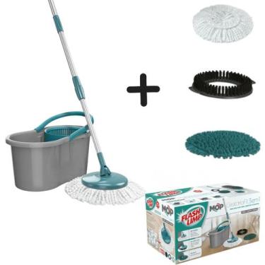 Imagem de Mop Giratório Flashlimp 3 em 1 Com 3 opções Refis Esfregão Balde Centr