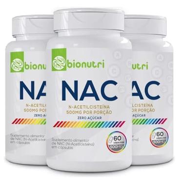 Imagem de Kit 3x Nac N-Acetil Premium 60 Cápsulas 500mg BioNutri