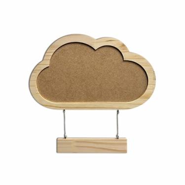 Imagem de Porta Maternidade Para Amigurumi Em Pinus Moldura Nuvem Com Plaquinha Cor:NATURAL;Tamanho:18,3x32,3 cm