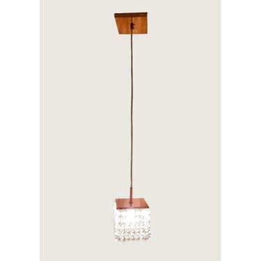 Imagem de Kit 2 Lustre Pendente cobre com cristais 8X8cm 1,5mt fio, uso cabeceiras de cama, quartos, sala jantar