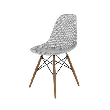 Imagem de Cadeira Eames Maglia Branca e Madeira