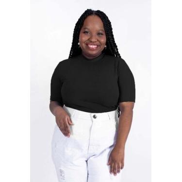 Imagem de Blusa Gola Alta Manga Curta Canelada Feminina Plus Size - 46 ao 60 - E