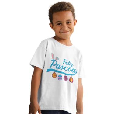 Imagem de Camiseta Infantil Feliz Páscoa Tam. 08 Branca