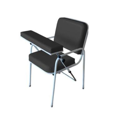 Imagem de Cadeira Coleta de Sangue Comfort Com Braço Frontal Preta - Metal Solut