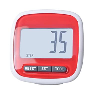 Imagem de Pedómetro inteligente de 5 passos, contador de passos 3D para corrida, caminhada, caminhadas com clipe, medição de distância e calorias (vermelho)