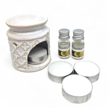 Imagem de Kit Turíbulo Branco com Velas e Essências de Baunilha Paz